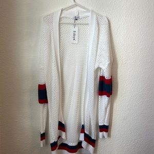 NWT Womens open Front cardigan. Red white and blue ❤️🤍💙
